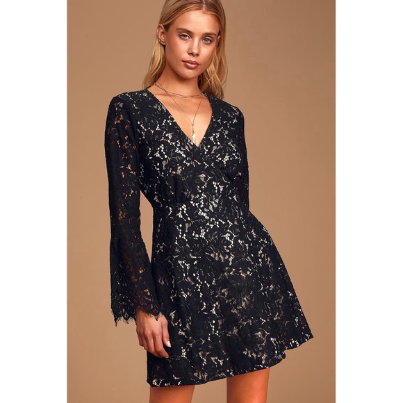 Lulus Wrap Dress in Black - Picture 3 of 8